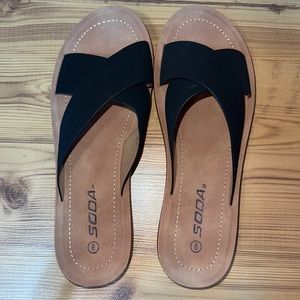 soda strap slight wedge sandals